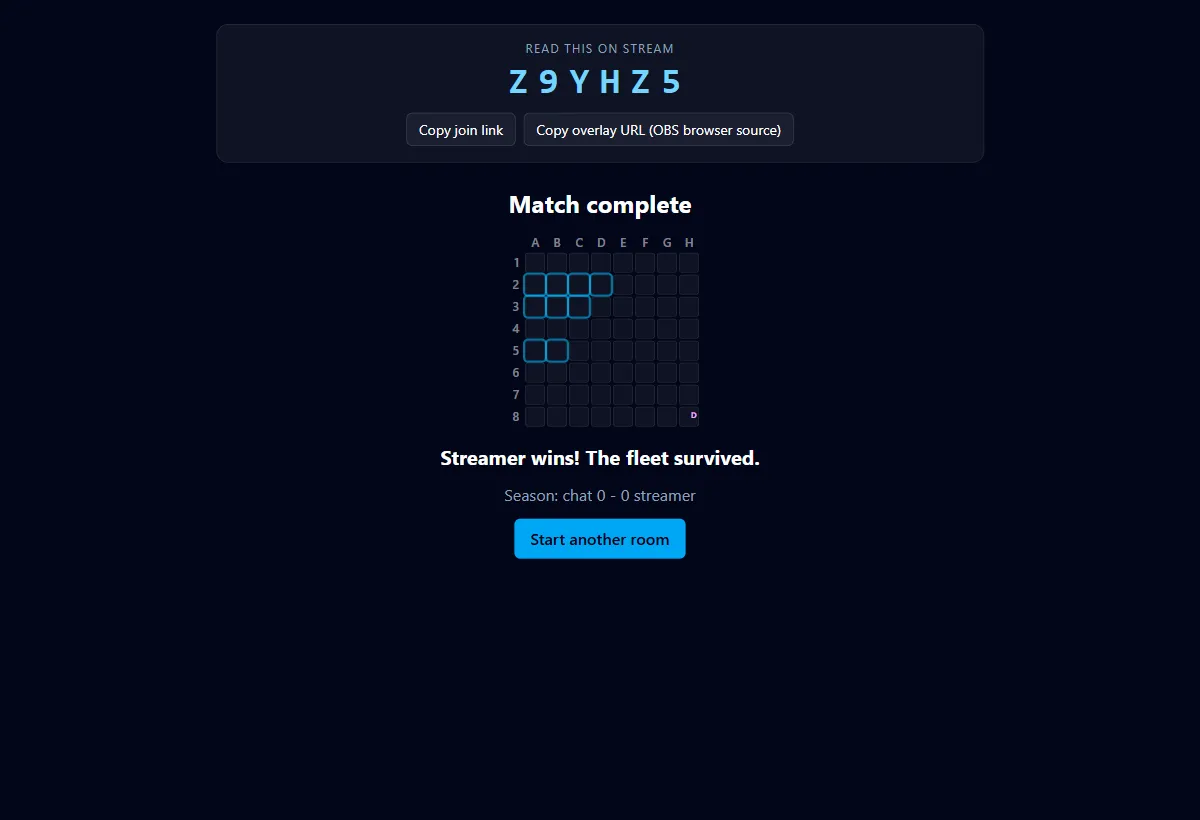 Match finished screen